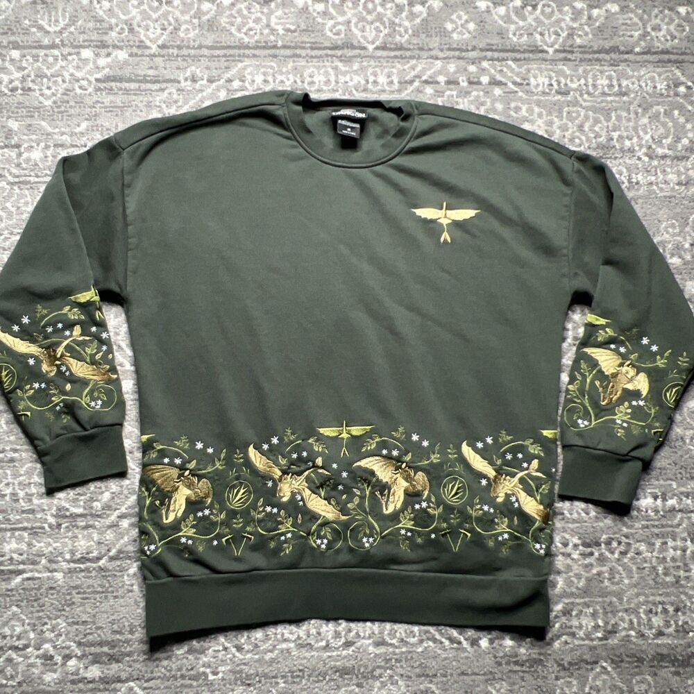 DreamWorks How To Train Your Dragon Toothless Floral Embroidered Crewneck Medium